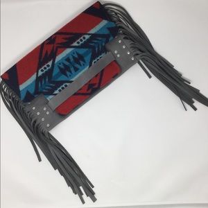 Handcrafted Pendleton + Leather clutch